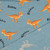 Dinosaurs on Dusty Blue Melange Cotton Lycra Knit