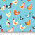 Custom Chickens on Blue Bamboo Cotton Lycra