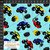 Stof Fabrics Monster Trucks on Aqua Cotton Lycra Knit