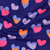 Pink & Purple Hearts on Cobalt Cotton Lycra