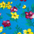 Floral on Ocean Blue Double Brushed Poly