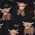 Highland Cows on Black Sweatshirt Fleece