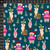 Stof Fabrics Christmas Animals on Teal French Terry
