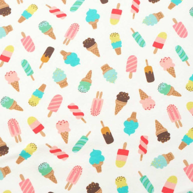 Mini Ice Cream Cones on Cotton Lycra Knit Euro Knits KnitFabric.com
