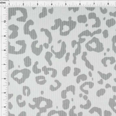 Gray Leopard Print on Ivory 4x2 Rib Knit Knit Basics KnitFabric.com