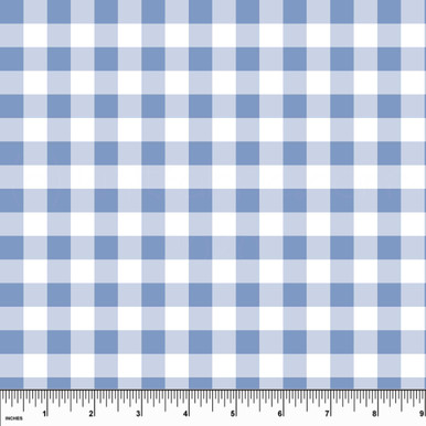 Custom Dusty Blue Gingham Cotton Lycra Knit