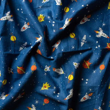 Rocket Ships Flannel Knit Basics KnitFabric.com