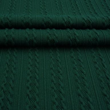 Hunter Green Cable Sweater Knit - KnitFabric.com