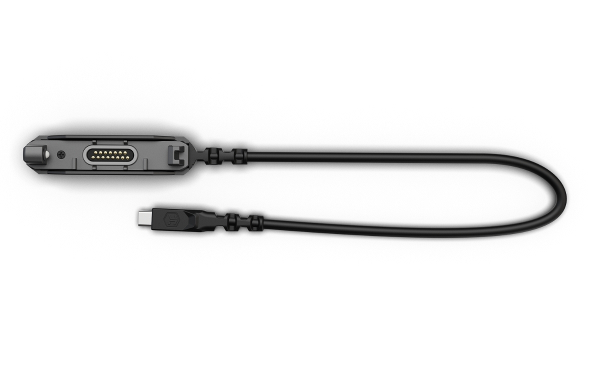Top view of VELOX Field Cable with exposed 15-pin interface