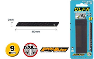 Olfa ABB-10B - 9mm Excel Black 10 Spare Blades- Blister Packed