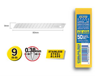 Olfa AB-50s - Spare 9mm Stainless Steel 50 Blades