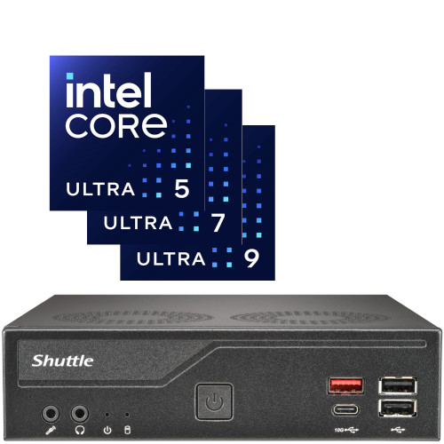 Shuttle DH810 Slim Mini AI PC - 15th Gen core Ultra CPU, DDR5 RAM, Dual LAN, Dual COM, Triple Displays