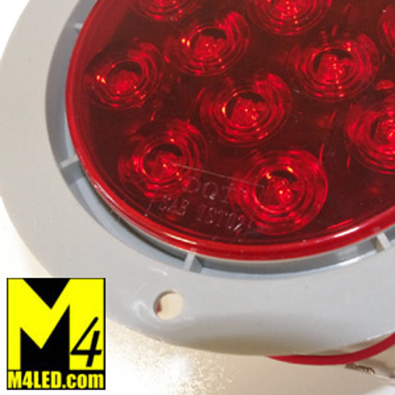 4" Red LED Round Running and Stop Lamp with integrated plastic flange