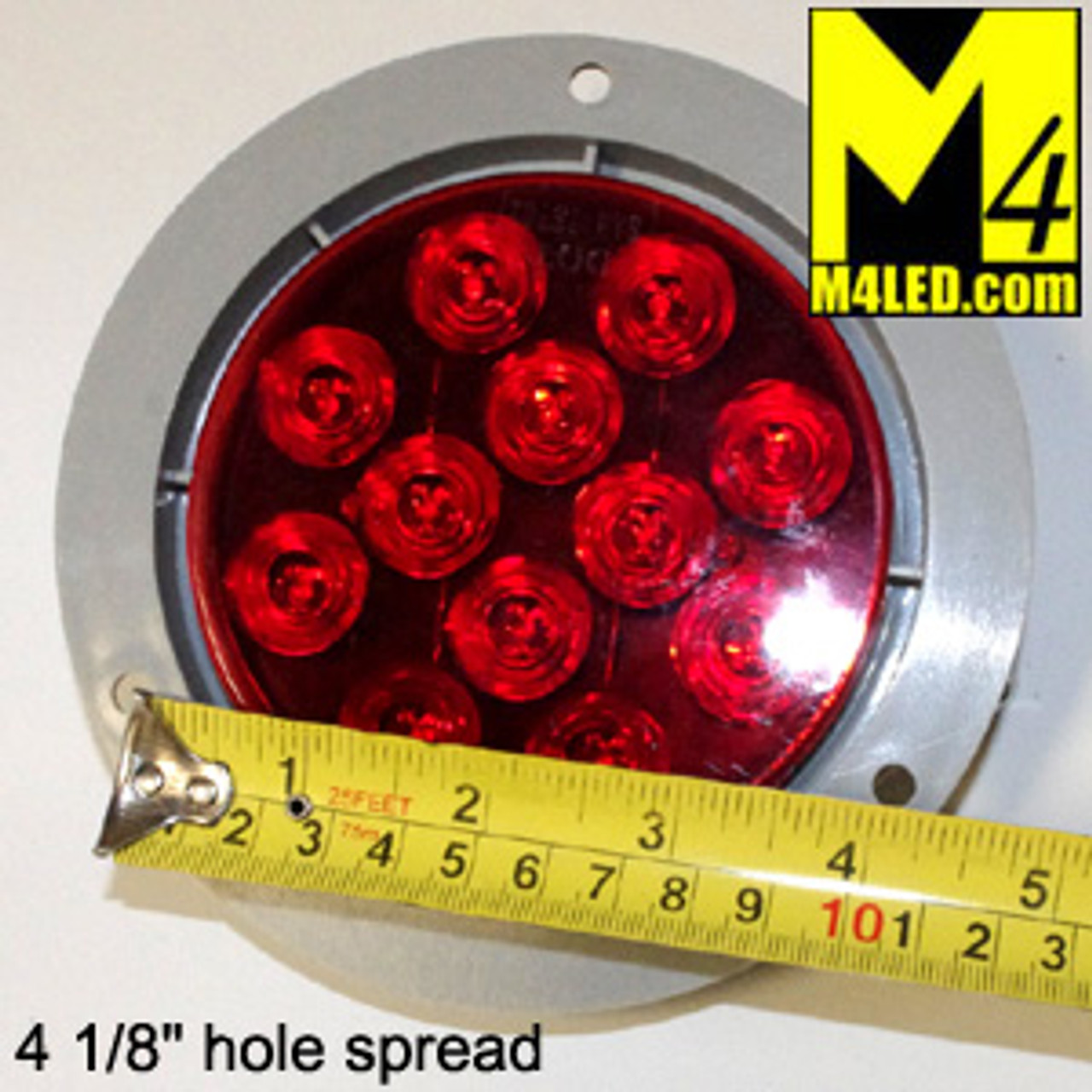 4" Red LED Round Running and Stop Lamp with integrated plastic flange