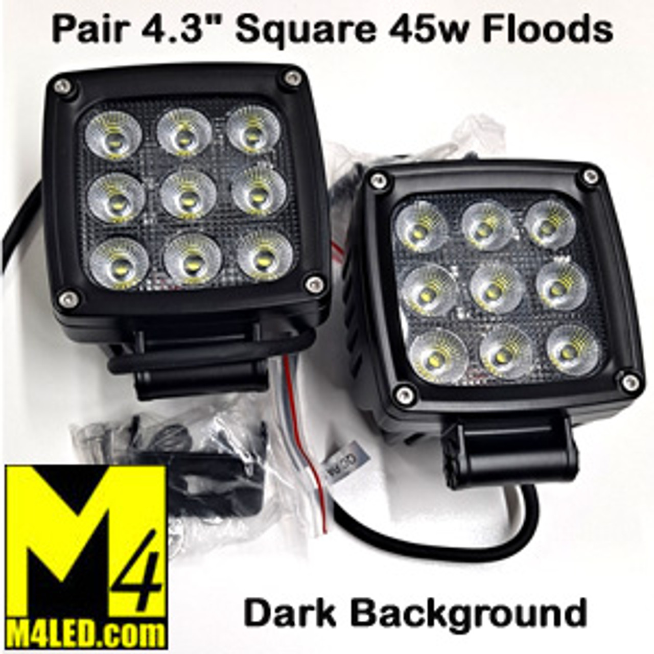 SAN6459F Pair of 45W 4.3" Square Flood Beam