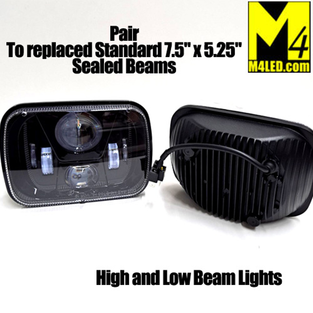S5786 Pair Large Rectangle Headlight LED Replacement 7.5x5.25