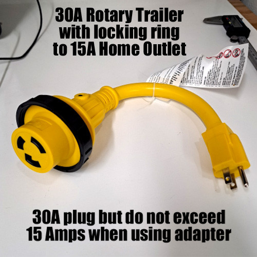 30A Rotary Trailer Plug to 15A Wall Plug Cord