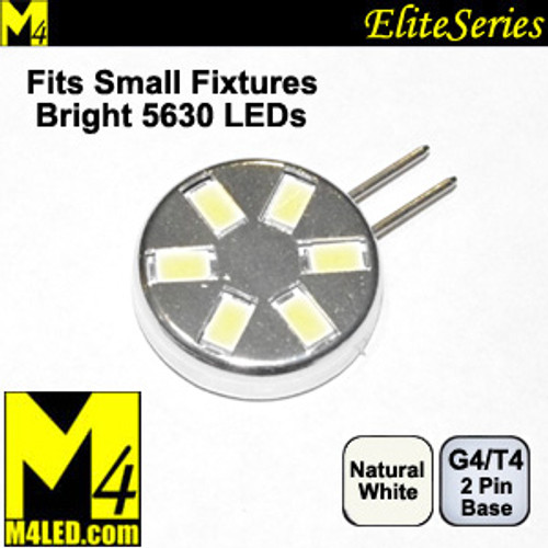 G4-6-5630-SIDE-NW Natural White Elite Series Smallest G4 / T3  Samsung 5630 LEDs Side Pins