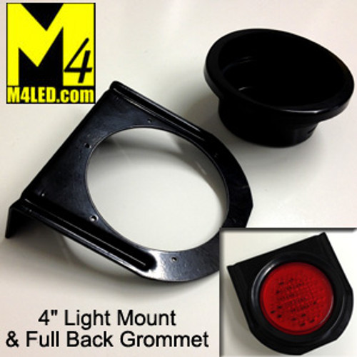 TAIL-4ROUND-MOUNT Metal Mount with full back Rubber Grommet for 4" LEDs lights