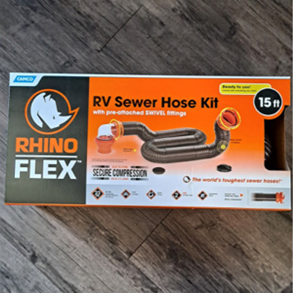 15ft Rhino Premium Sewer Hose with 90 degree Ground Adapter M4 Products