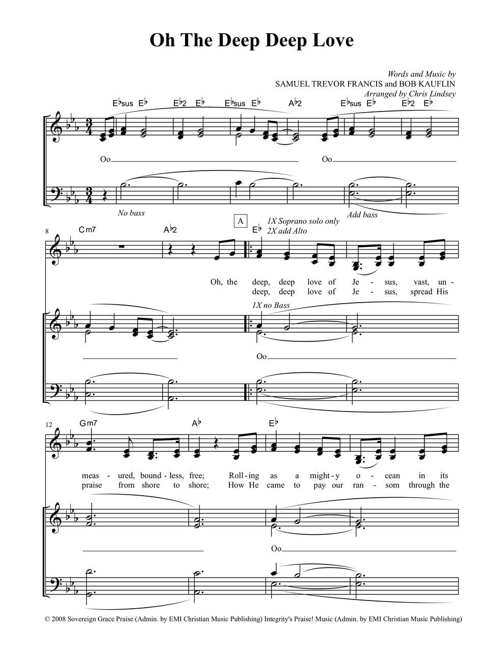 Oh the Deep Deep Love (Pres. & Cong.) Sheet Music - fearless4You.com