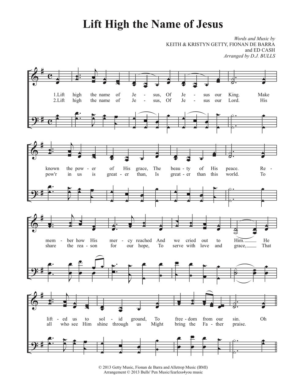 Lift High the Name of Jesus Sheet Music - fearless4You.com