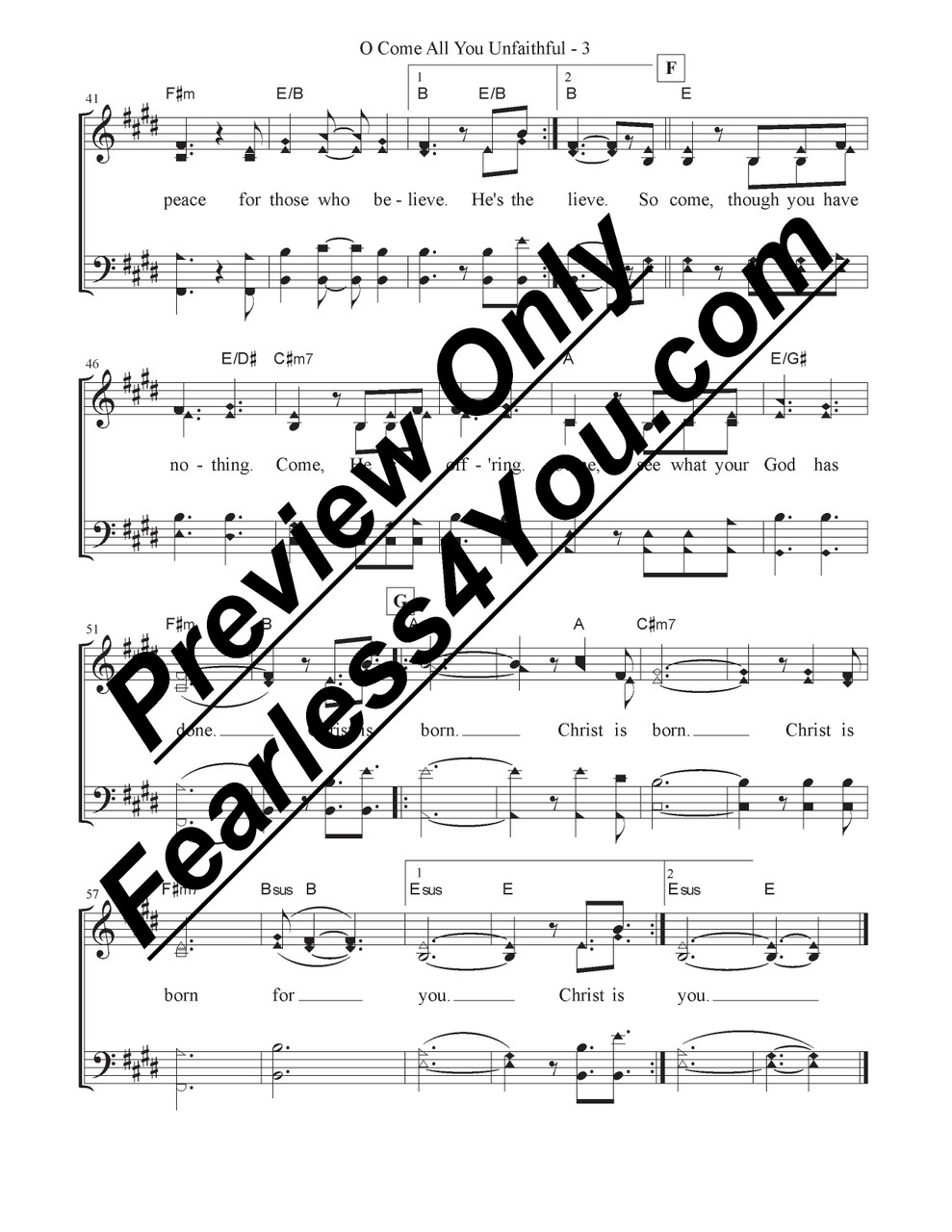 O Come All You Unfaithful Sheet Music Fearless4you