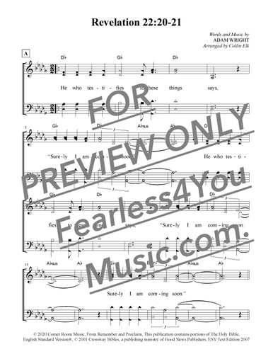 Revelation 22 20-21 Sheet Music