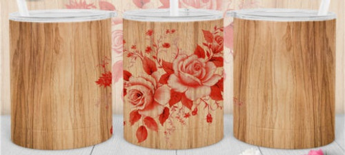 Flower Wood Tumbler Stainless Steel 10oz.