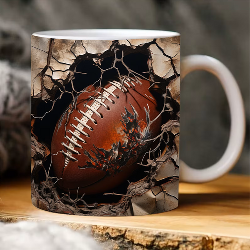 3D FootBall Mug Ceramic 11oz.