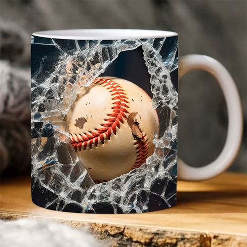 3D Baseball Mug Ceramic 11oz.