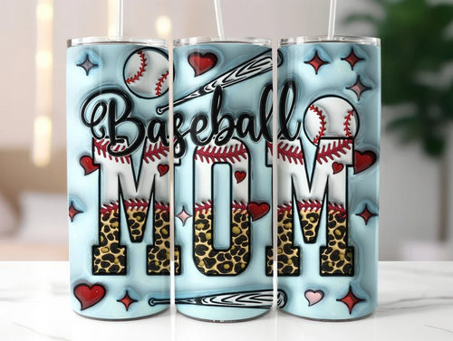 Baseball Mom Tumbler-Cup Stainless Steel 20oz.