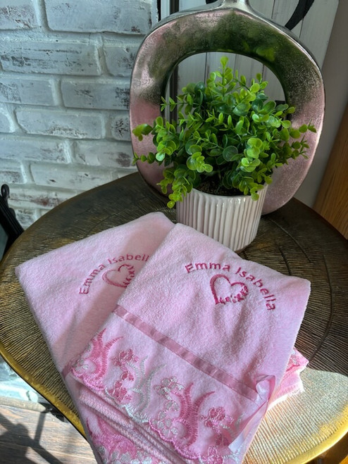 Decorative Pink Towel Set of 2 - Baby Towel