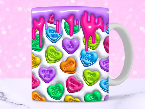 3D Valentine's Day Heart Mug Ceramic 11oz.