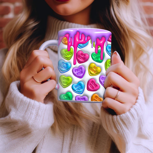3D Valentine's Day Heart Mug Ceramic 11oz.