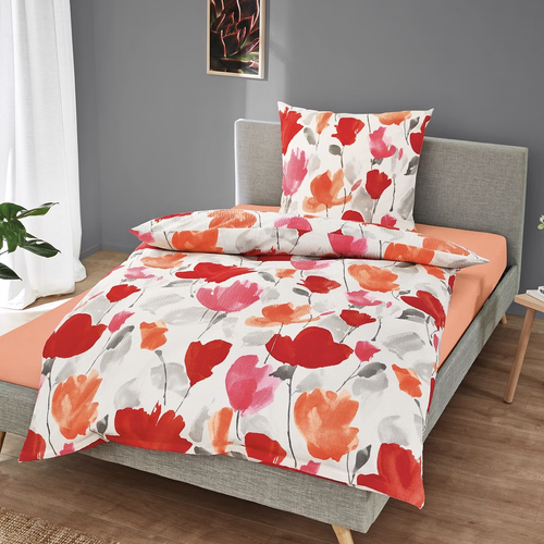Duvet Cover Set POPPY BLOOM *floral seersucker cotton*