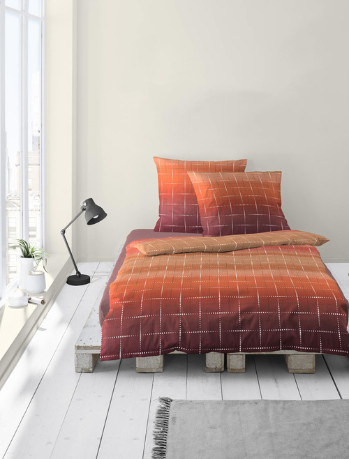 Duvet Cover Set "SUNSET GRID" / terracotta / orange / *NEW