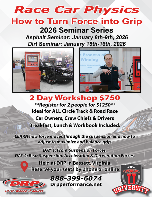 Race Car Physics; 2 Day Workshop: Asphalt Seminar: January 8th-9th, 2026 Race Car Physics; 2 Day Workshop: Asphalt Seminar: January 8th-9th, 2026