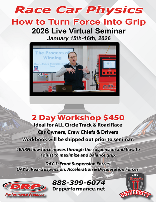Race Car Physics; 2 Day Virtual Online Workshop/Seminar: January 15th-16th, 2026