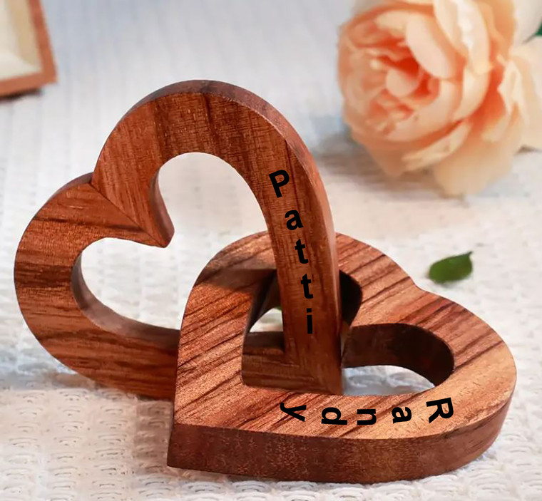 Valentine's Day Romantic Heart Linked Custom Engraved