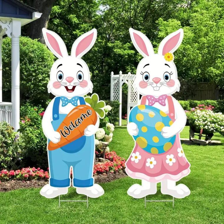 Easter Bunny Yard Sign Set (2)