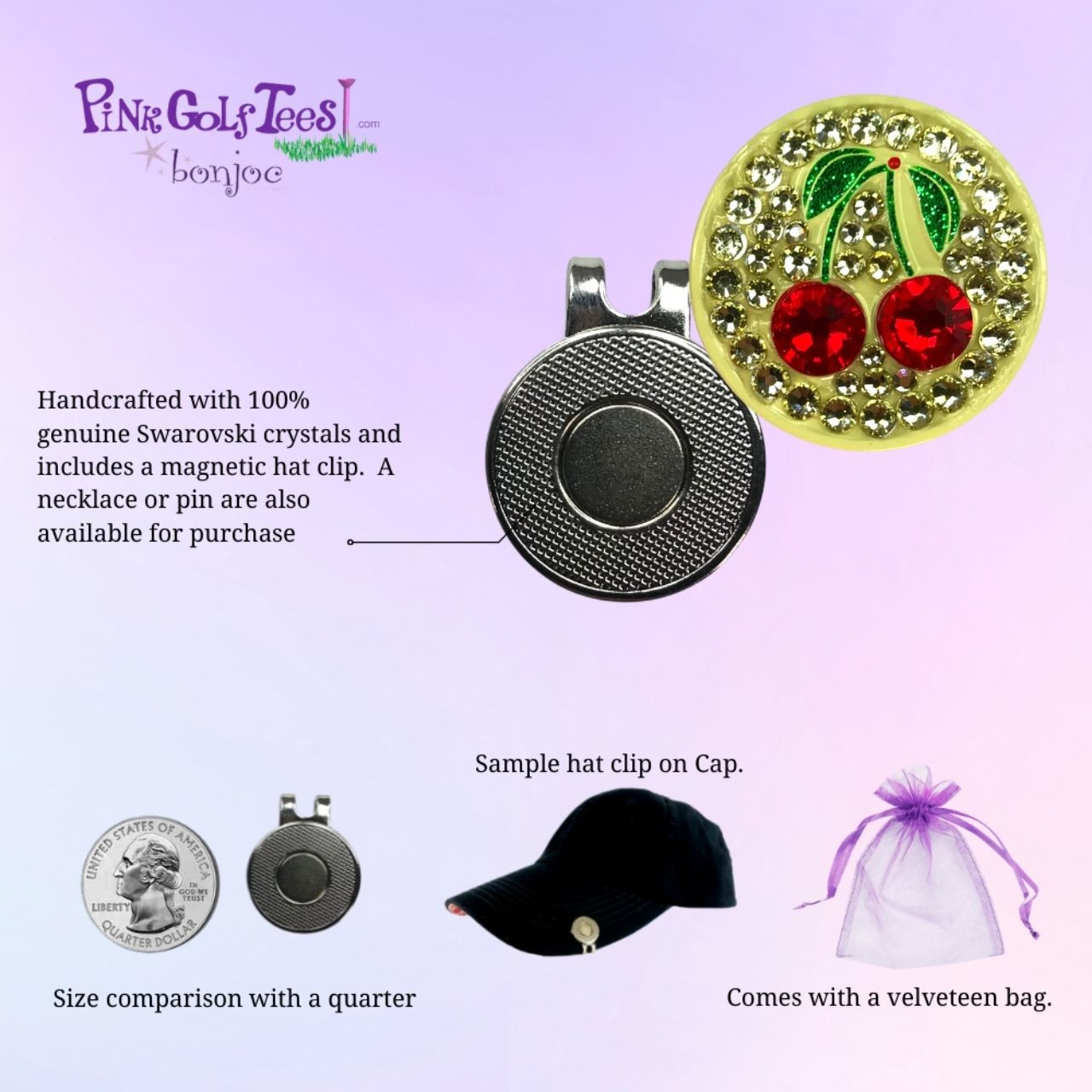Bonjoc Cherries Swarovski Crystal Ball Marker