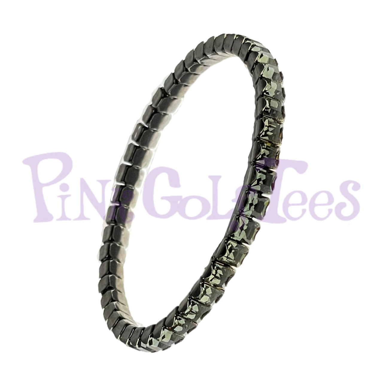 Bonjoc Black Diamond Swarovski Crystal Stretch Golf Bracelet