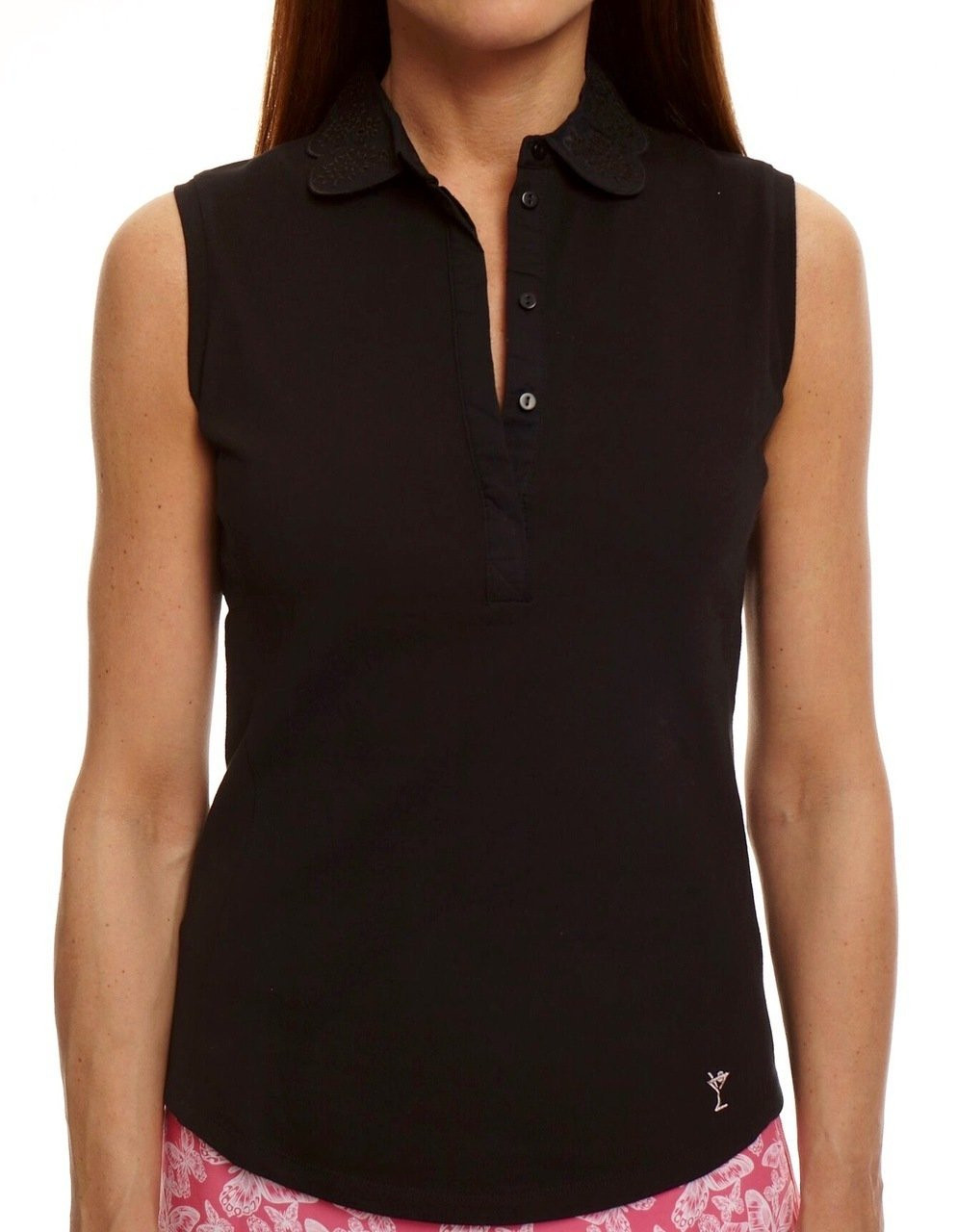 Black sleeveless polo shirt ladies clearance