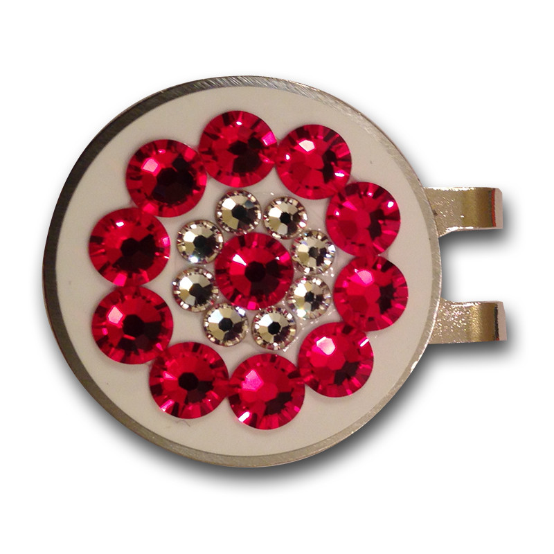 Blingo Red on White Ladies Golf Ball Marker