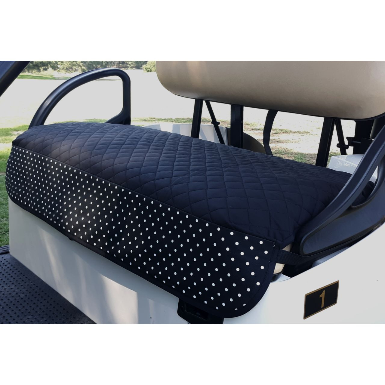 Golf Chic Black Quilted Cart Seat Cover with Black and White
