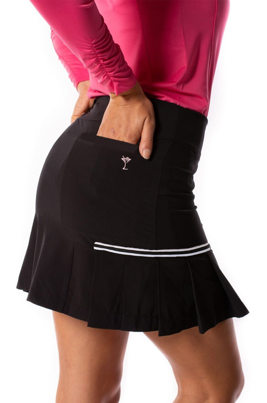 Golftini Black Performance Side Pleat Golf Skort 18" Tornado