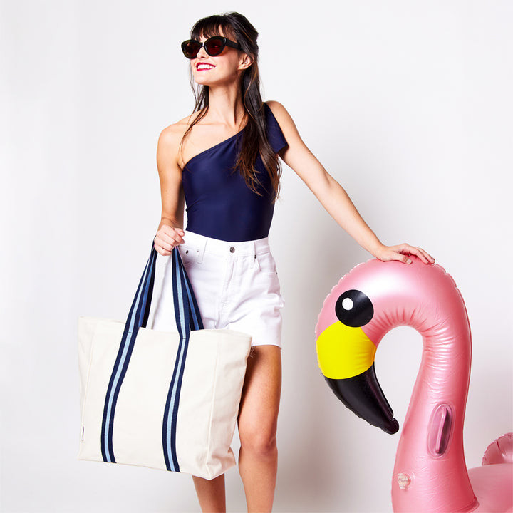 Ame & Lulu Hamptons Beach Tote - Two Tone Blue