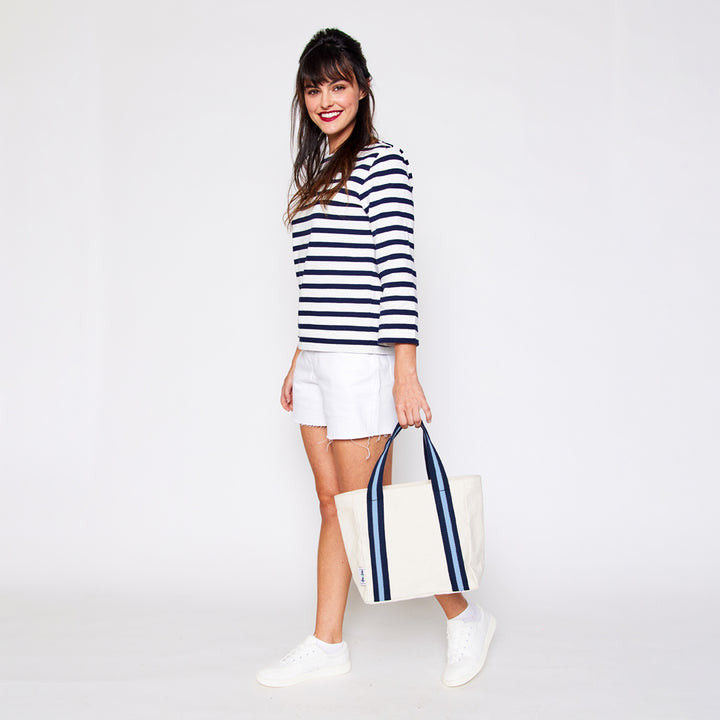 Ame & Lulu Mini Hamptons Beach Tote - Two Tone Blue - Thumbnail 2