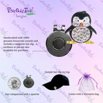 Bonjoc Penguin Swarovski Crystal Magnetic hat clip for easy access to the ball marker.